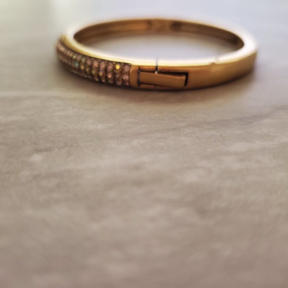 ✨ J.Crew Rhinestone Crystal Pave Antiqued Distressed hinged Bangle ✨ - Picture 3 of 9